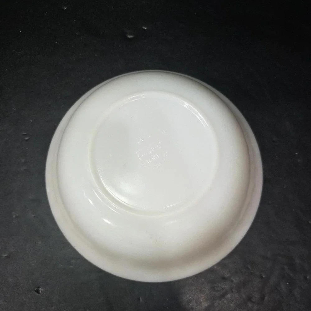 Anchor Hocking Fire King Golden Anniversary Bowl, Vintage White Swirl Milk Glass